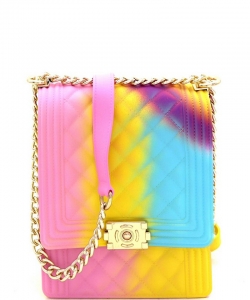 Quilted Rainbow Jelly Chain Shoulder Bag YXSF0012 MULTI 2